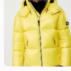 Mackage Yellow Puffer Jacket with Hood Large